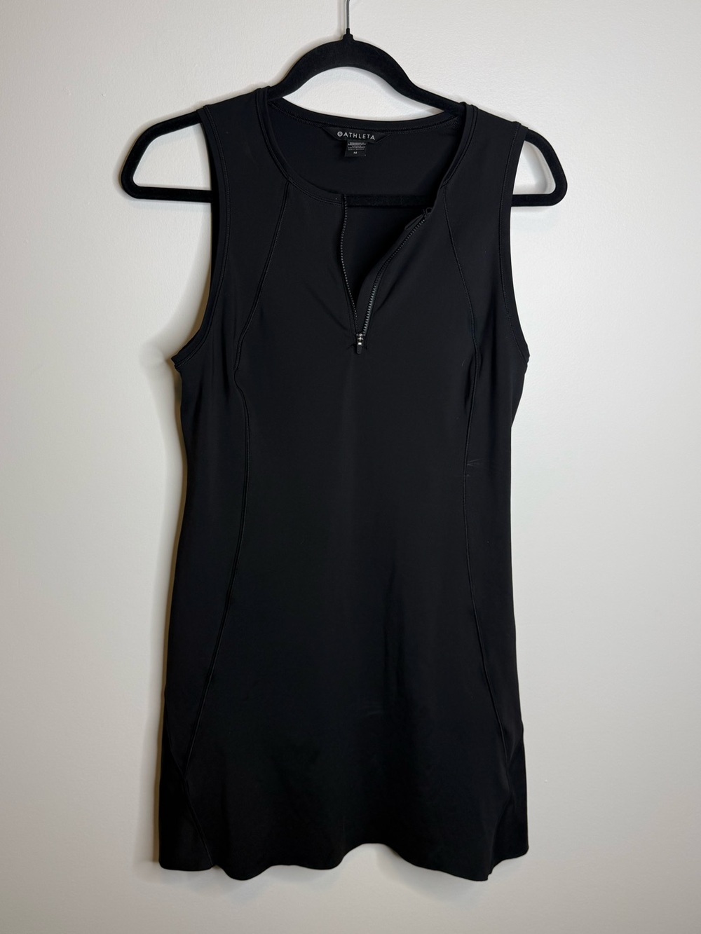 Athleta Black Sleeveless Zip-Front Mini Dress size medium